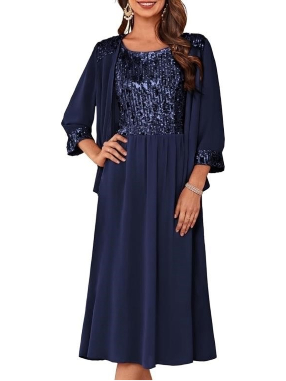 GRACE KARIN Navy Blue Sequin Formal Dress 2X NWT